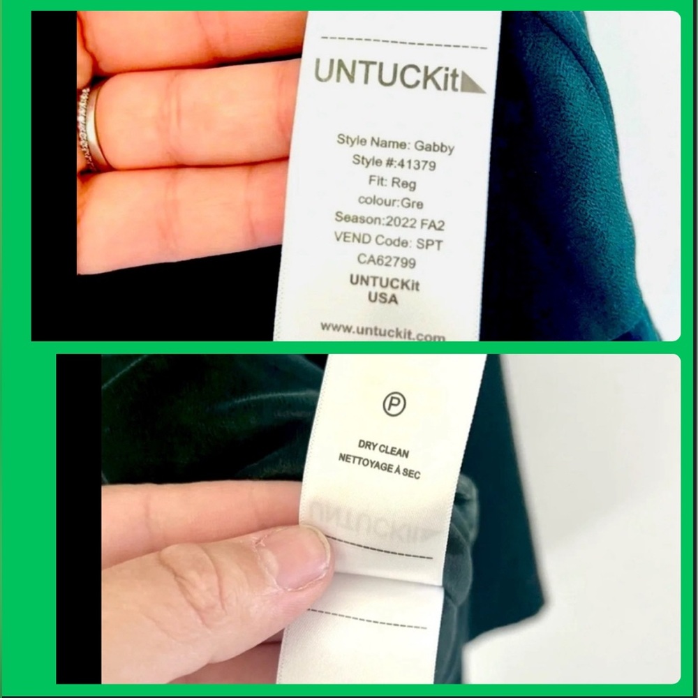NWT UNTUCKit Green Velvet, Button Down Blouse, 💎 Buttons, M, St. Patrick Day - Picture 8 of 10